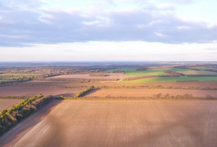 ariel shot of fields